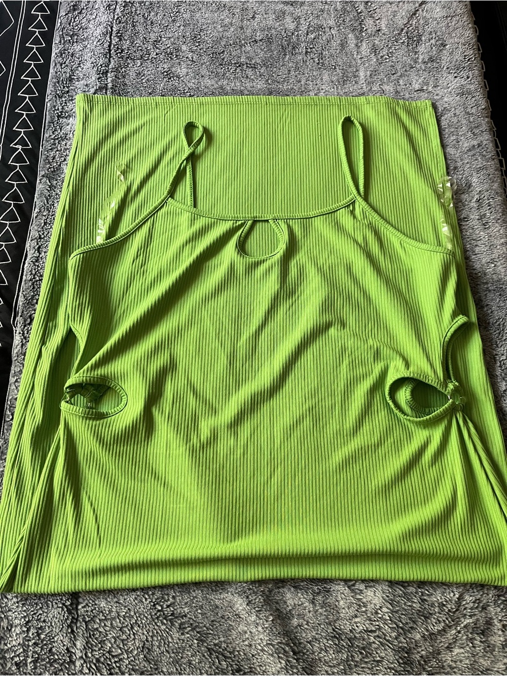 Derek Heart Neon Lime Ribbed Cutout Cami